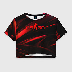 Футболка 3D укороченная женская CSGO red black logo, цвет: 3D-принт