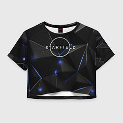 Футболка 3D укороченная женская Starfield black stars, цвет: 3D-принт