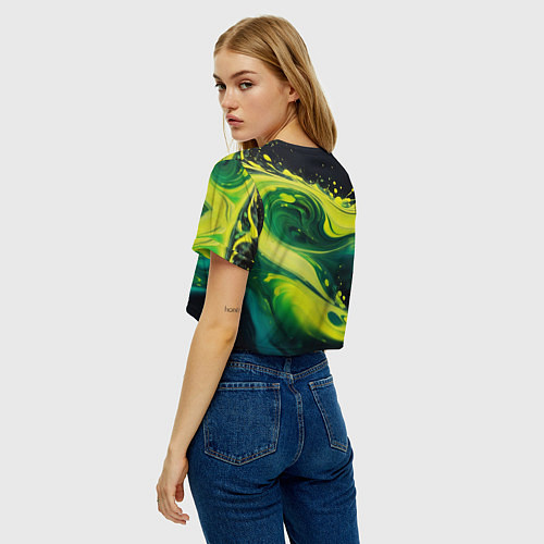 Женский топ Жидкая текущая зеленая краска / 3D-принт – фото 4