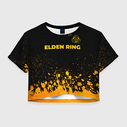 Футболка 3D укороченная женская Elden Ring - gold gradient: символ сверху, цвет: 3D-принт