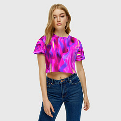 Футболка 3D укороченная женская Pink blue texture, цвет: 3D-принт — фото 2