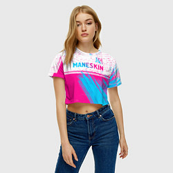 Футболка 3D укороченная женская Maneskin neon gradient style: символ сверху, цвет: 3D-принт — фото 2