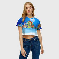 Футболка 3D укороченная женская Дракончик в очках у елки, цвет: 3D-принт — фото 2