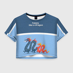Футболка 3D укороченная женская Счастливые драконы, цвет: 3D-принт