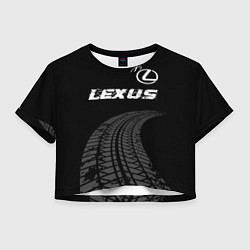 Женский топ Lexus speed на темном фоне со следами шин: символ
