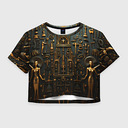 Футболка 3D укороченная женская Паттерн в древне-египетском стиле, цвет: 3D-принт