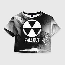 Футболка 3D укороченная женская Fallout glitch на темном фоне, цвет: 3D-принт