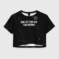 Футболка 3D укороченная женская Bullet For My Valentine glitch на темном фоне посе, цвет: 3D-принт
