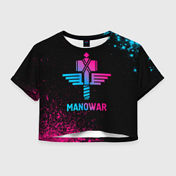 Футболка 3D укороченная женская Manowar - neon gradient, цвет: 3D-принт