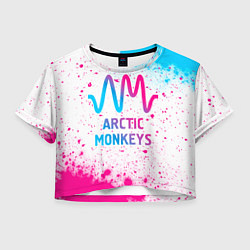 Футболка 3D укороченная женская Arctic Monkeys neon gradient style, цвет: 3D-принт