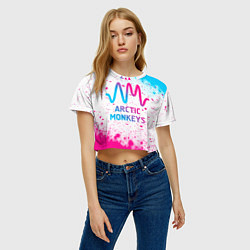 Футболка 3D укороченная женская Arctic Monkeys neon gradient style, цвет: 3D-принт — фото 2