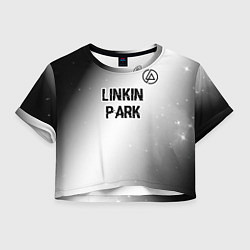 Футболка 3D укороченная женская Linkin Park glitch на светлом фоне посередине, цвет: 3D-принт