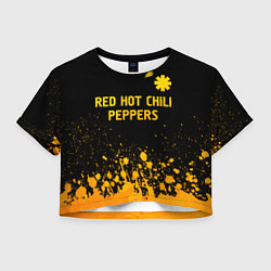 Футболка 3D укороченная женская Red Hot Chili Peppers - gold gradient посередине, цвет: 3D-принт