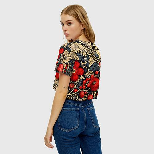 Женский топ Новогодние ягодки и узоры / 3D-принт – фото 4