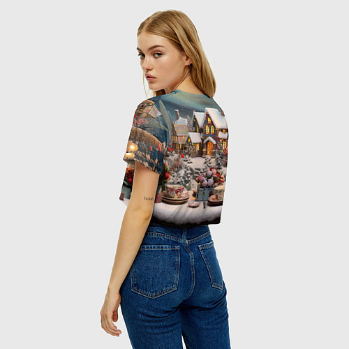 Женский топ Объемные новогодние домики / 3D-принт – фото 4