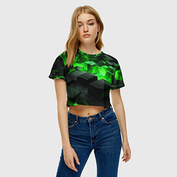 Футболка 3D укороченная женская Глубина зеленых плоскостей, цвет: 3D-принт — фото 2