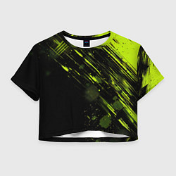 Женский топ Зеленая краска на черном фоне
