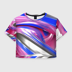 Футболка 3D укороченная женская Вязкая абстракция в фиолетовых оттенках, цвет: 3D-принт