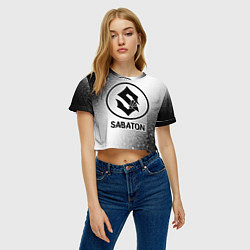 Футболка 3D укороченная женская Sabaton glitch на светлом фоне, цвет: 3D-принт — фото 2