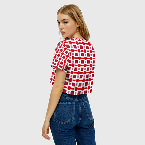 Женский топ Красные кирпичики и белые полосы / 3D-принт – фото 4