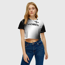 Футболка 3D укороченная женская Nazareth glitch на светлом фоне посередине, цвет: 3D-принт — фото 2