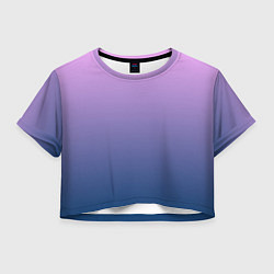 Футболка 3D укороченная женская Рассвет розовый и синий градиент 3d, цвет: 3D-принт