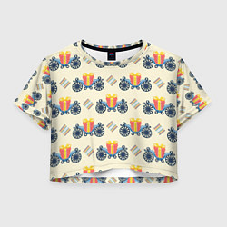 Футболка 3D укороченная женская Подарок на карете и ромб, цвет: 3D-принт