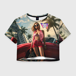 Футболка 3D укороченная женская Девушка GTA 6, цвет: 3D-принт