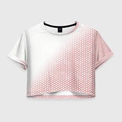 Футболка 3D укороченная женская Красно-белый соты, цвет: 3D-принт