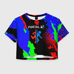 Футболка 3D укороченная женская Portal 2 краски сочные текстура, цвет: 3D-принт
