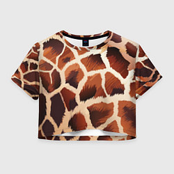 Футболка 3D укороченная женская Пятнистый мех жирафа, цвет: 3D-принт