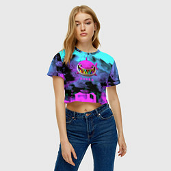 Футболка 3D укороченная женская 6ix9ine neon, цвет: 3D-принт — фото 2