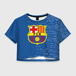 Футболка 3D укороченная женская Футбольный клуб Барселона - логотип крупный, цвет: 3D-принт