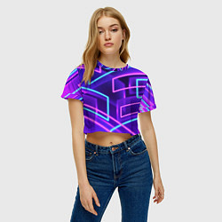 Футболка 3D укороченная женская Neon Geometric, цвет: 3D-принт — фото 2