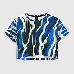 Женский топ Текучая краска белая и синяя