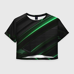 Женский топ Зеленые яркие полосы черная абстракция