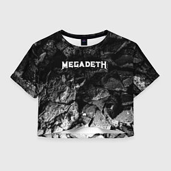 Футболка 3D укороченная женская Megadeth black graphite, цвет: 3D-принт