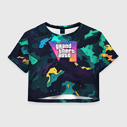 Женский топ GTA 6 logo яркий неоновый камуфляжный стиль