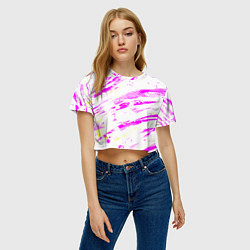 Футболка 3D укороченная женская Розовые паттерны, цвет: 3D-принт — фото 2