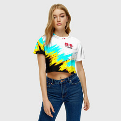 Футболка 3D укороченная женская Теккен краски файтинг, цвет: 3D-принт — фото 2
