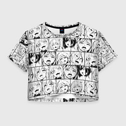 Футболка 3D укороченная женская Ahegao pattern, цвет: 3D-принт