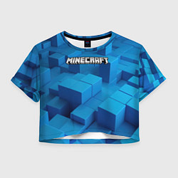 Футболка 3D укороченная женская Minecraft синие плиты, цвет: 3D-принт