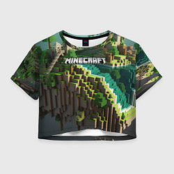 Футболка 3D укороченная женская Minecraft logo летняя карта, цвет: 3D-принт