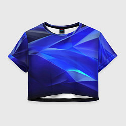 Футболка 3D укороченная женская Black and blue abstract background sport style, цвет: 3D-принт