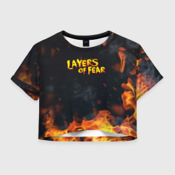 Футболка 3D укороченная женская Layers of Fear огненный стиль хоррор, цвет: 3D-принт