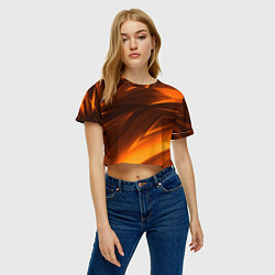 Футболка 3D укороченная женская Geometry stripes orange, цвет: 3D-принт — фото 2