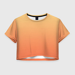 Футболка 3D укороченная женская Градиент солнечный жёлто-оранжевый приглушённый, цвет: 3D-принт