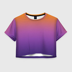Футболка 3D укороченная женская Градиент оранжево-фиолетовый, цвет: 3D-принт