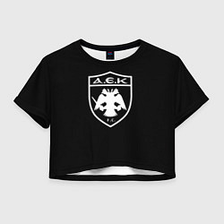 Футболка 3D укороченная женская AEK fc белое лого, цвет: 3D-принт