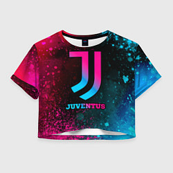Футболка 3D укороченная женская Juventus - neon gradient, цвет: 3D-принт